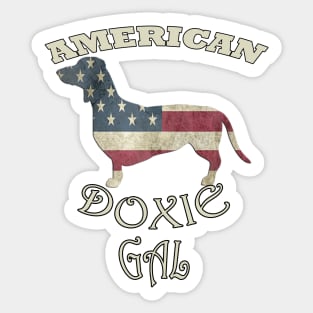 Dachshund Patriotic Quote American Doxie Gal USA Flag Wiener Gift Sticker